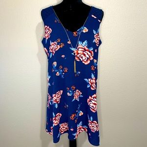 Navy blue dress with detachable necklace